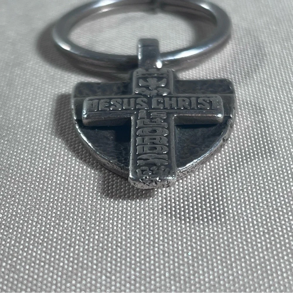 James Avery Two Pieces‎ Fused Fear Not Key Ring w/ Cross Pendant Sterling 925